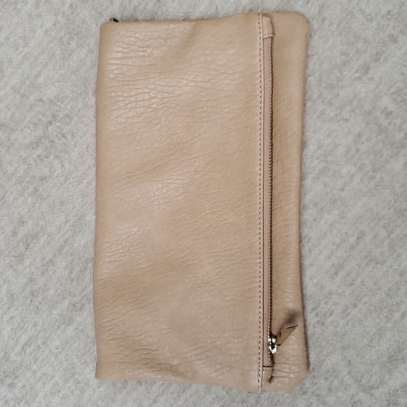 Express Pebbled Vegan Leather Fold Over Clutch Taupe